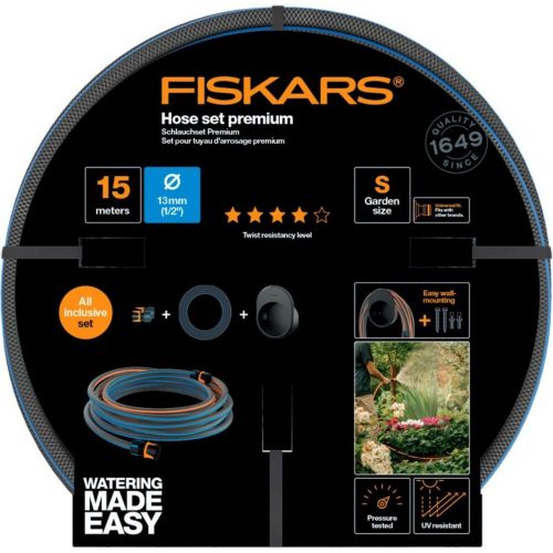 Fiskars Locsoló tömlő szett 15m tömlő tartóval - 1027678