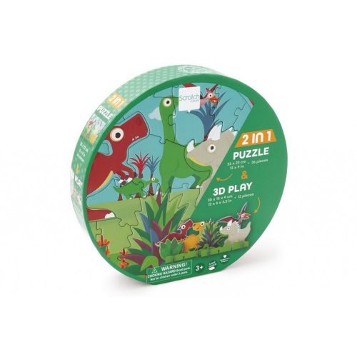 2 az 1-ben puzzle és 3D puzzle Dino Scratch Europe SC6181202