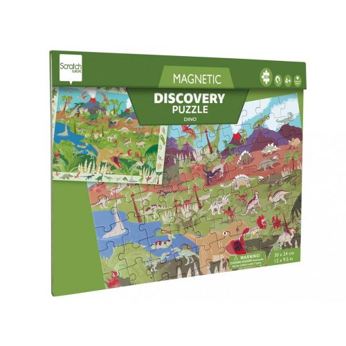 2 az 1-ben mágneses puzzle és megfigyelő játék, Dinoszauruszok Scratch Europe SC6181231